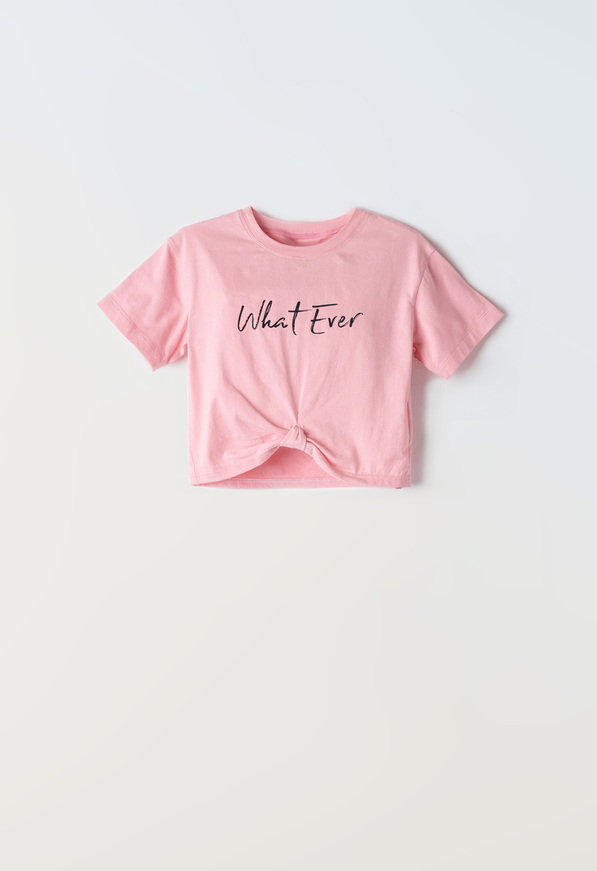 EBITA T-shirt in pink with "WHAT EVER" logo.
