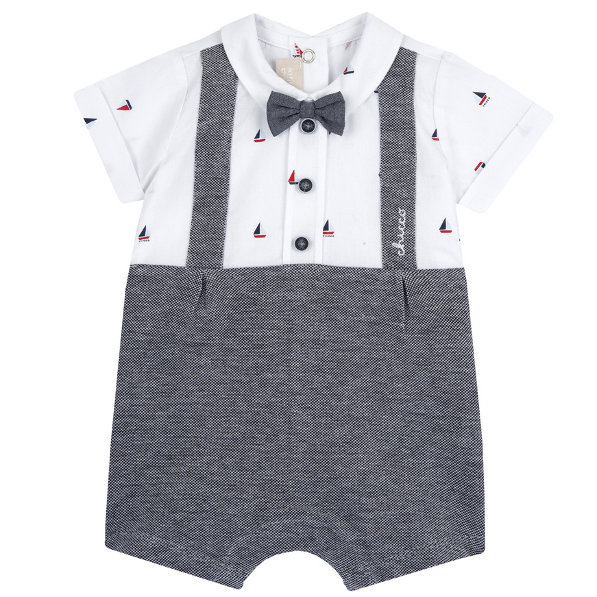CHICCO bodysuit in gray color with bow tie.