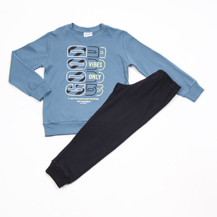 TRAX pajama in petrol color with embossed print on the front.