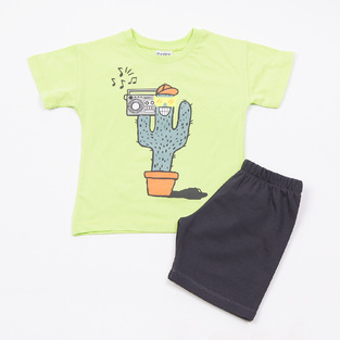 Βαμβακερό σετ TRAX σε λάιμ με ανθρακί χρώμα.