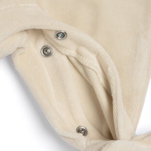CHICCO velor bodysuit in beige color with embossed sun print.