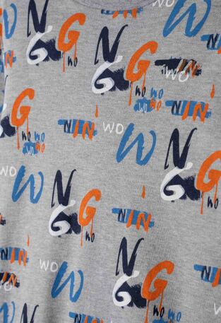 HOMMIES pajamas with matching sleep mask in gray with dark blue.