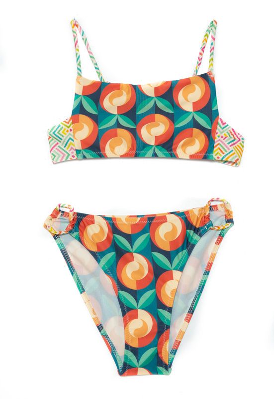 TORTUE bikini swimsuit with a print of painted apples.
