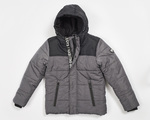 HASHTAG jacket in gray color with built-in hood.