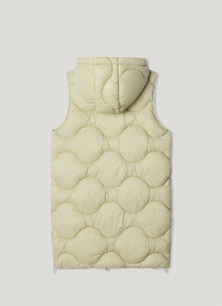 PEPE JEANS sleeveless jacket in beige with built-in hood.