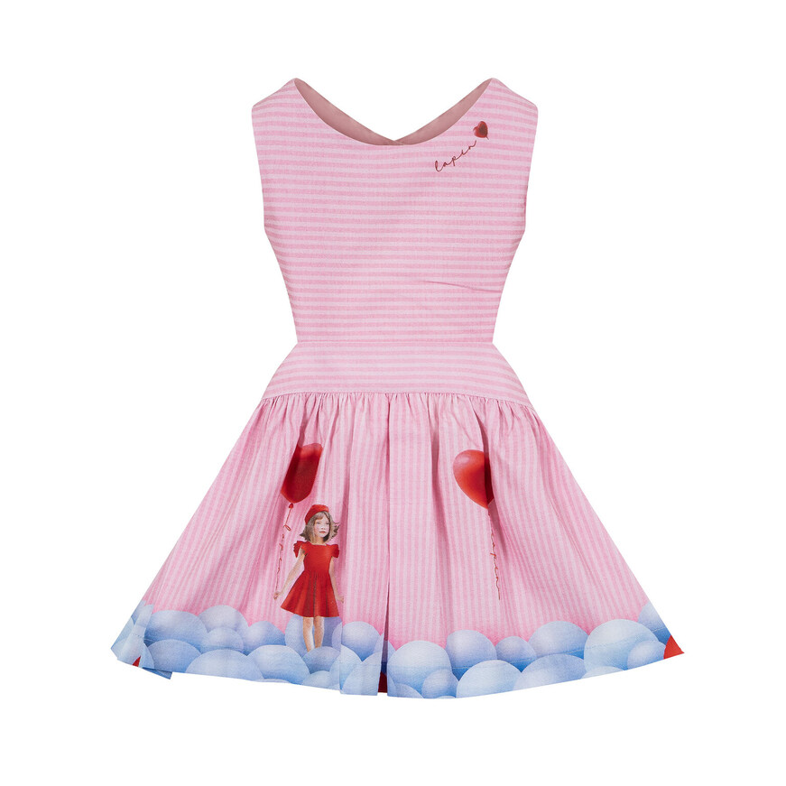 LAPIN HOUSE pink dress with all over striped print.