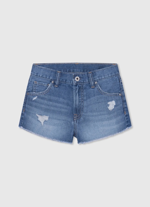 PEPE JEANS denim shorts in blue with elastic inside.
