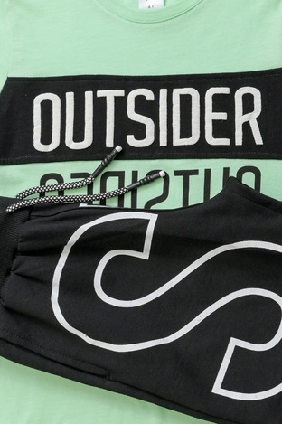 Σετ σορτς SPRINT σε χρώμα μέντα με το λογότυπο "OUTSIDER".