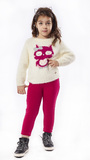 EBITA knitted blouse in white color with an owl design.