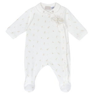 CHICCO white cotton jumpsuit with all over print.