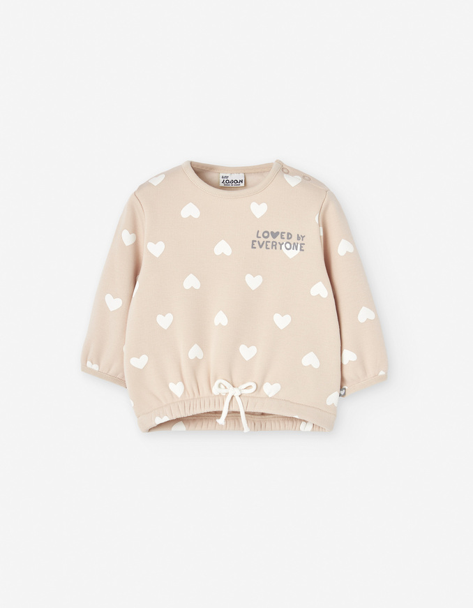 Μπλούζα φούτερ LOSAN σε μπεζ χρώμα με στρογγυλή λαιμόκοψη.