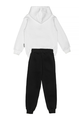 SPRINT suit set with built-in hood in white with black color.