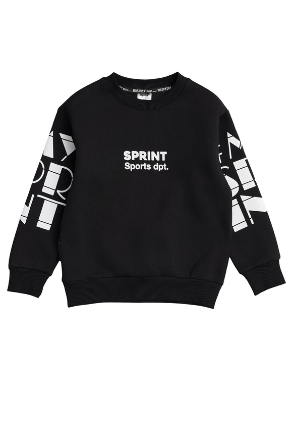 SPRINT sweatshirt in black with embossed print.