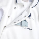 Βελουτέ φορμάκι CHICCO σε λευκό χρώμα με ανάγλυφο τύπωμα φάλαινες. 