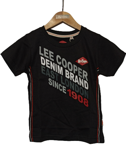 Lee Cooper short sleeve cotton top in black with front print.