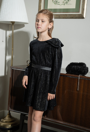 EBITA velor dress in black color with matching bag.
