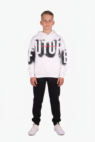 JOYCE tracksuit set in white and black.