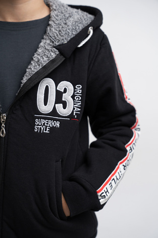 Jacket with inner lining made of HASHTAG fur, in black color.