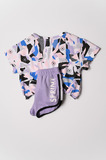 Set of SPRINT sweatshirt shorts in lilac color with all over print.