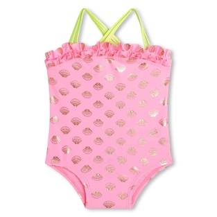 BILLIEBLUSH one-piece swimsuit in pink color with shell print.