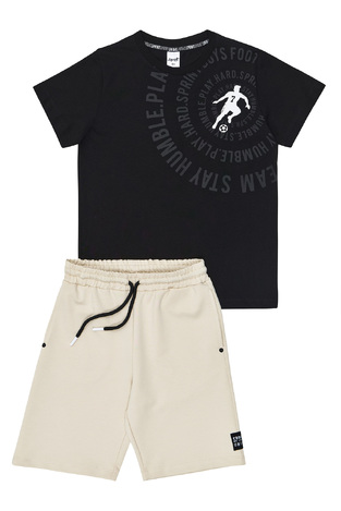 Sprint blouse and bermuda shorts set in black-light gray.