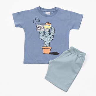 Βαμβακερό σετ TRAX σε χρώμα μπλε ραφ με μέντα.