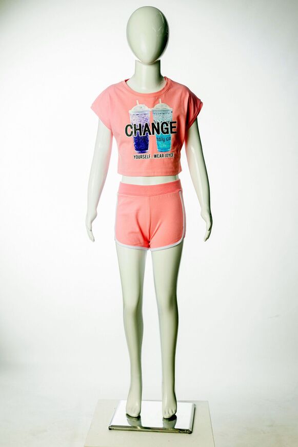 JOYCE shorts set, short pink top and shorts with elastic waist.