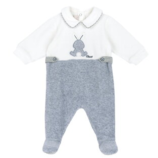 CHICCO velor jumpsuit in melange gray and white.