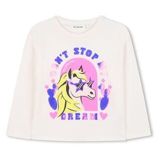BILLIEBLUSH blouse in off-white color with embossed unicorn print.