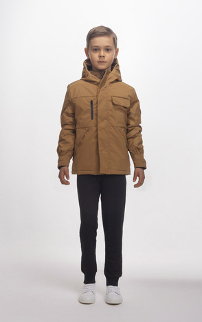 JOYCE jacket in brown color with built-in hood.