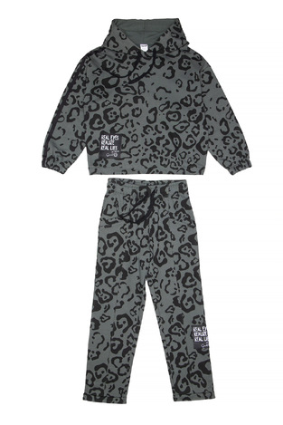 Seasonal SPRINT tracksuit set in dark gray color with hood.