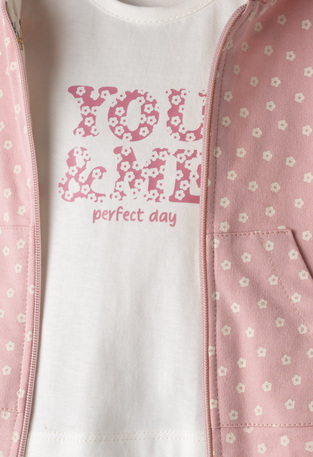 Σετ 3 τεμ. ΕΒΙΤΑ, ζακέτα με φερμουάρ, μπλούζα και παντελόνι τζιν.