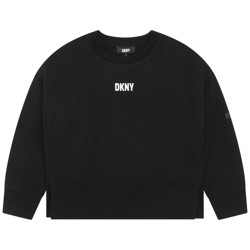 Blouse D.K.N.Y. in black color with embossed logo on the back.