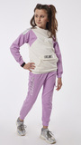 EBITA tracksuit set, sweatshirt with outer pocket and trousers in lilac color.
