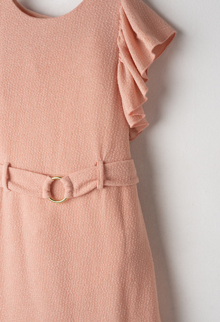 Φόρεμα EBITA σε χρώμα ροζ σκούρο με ασορτί τσαντάκι.