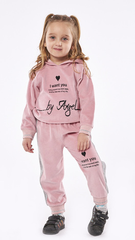 EBITA velor jumpsuit set in pink color with hood. 