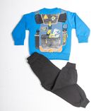 JOYCE tracksuit set, blue school bag print top and sweatpants.