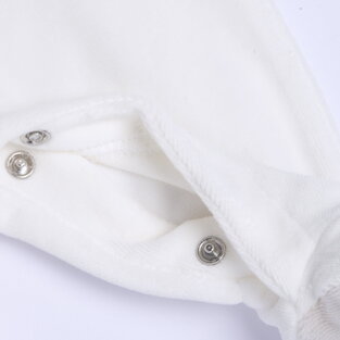CHICCO velor bodysuit in off-white color with embossed bunnies print.