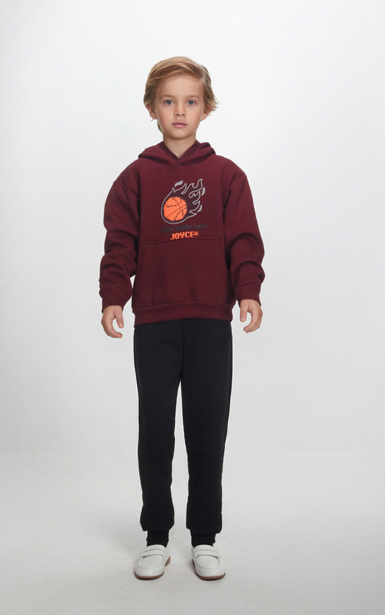 Σετ φόρμας JOYCE με κουκούλα σε μπορντώ-μαύρο χρώμα.