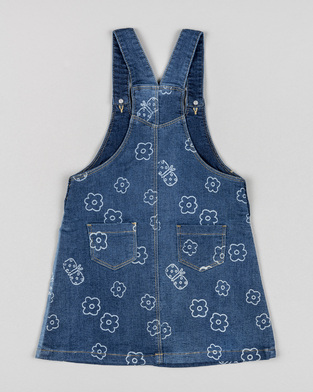 LOSAN denim dungarees in blue with all over floral print.