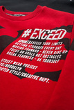 SPRINT suit set in red with "EXCEED" logo embossed.