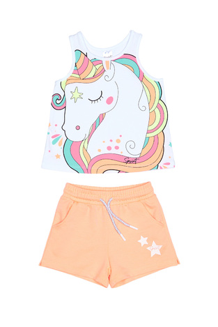 Set of SPRINT shorts in white with an embossed unicorn print.