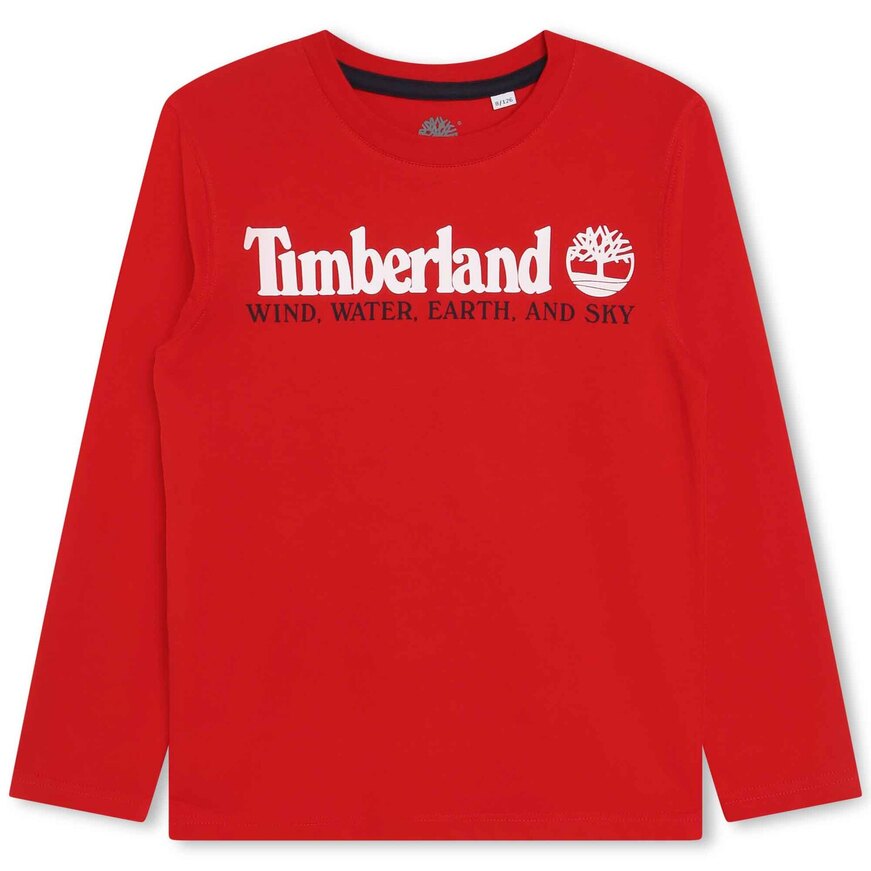TIMBERLAND blouse in red with logo print.
