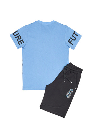 SPRINT shorts set in siel color with embossed logo.