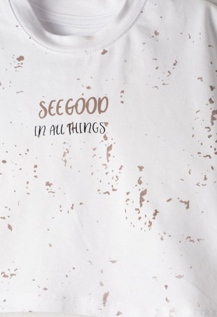 Σετ παντελόνα ΕΒΙΤΑ σε χρώμα λευκό με all over print.