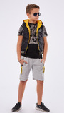 HASHTAG double sided hooded vest with print.