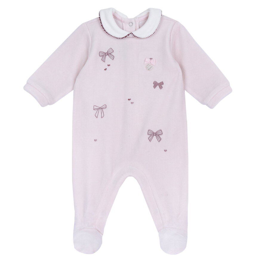 Βελουτέ φορμάκι CHICCO σε ροζ χρώμα με ανάγλυφο τύπωμα φιόγκων.