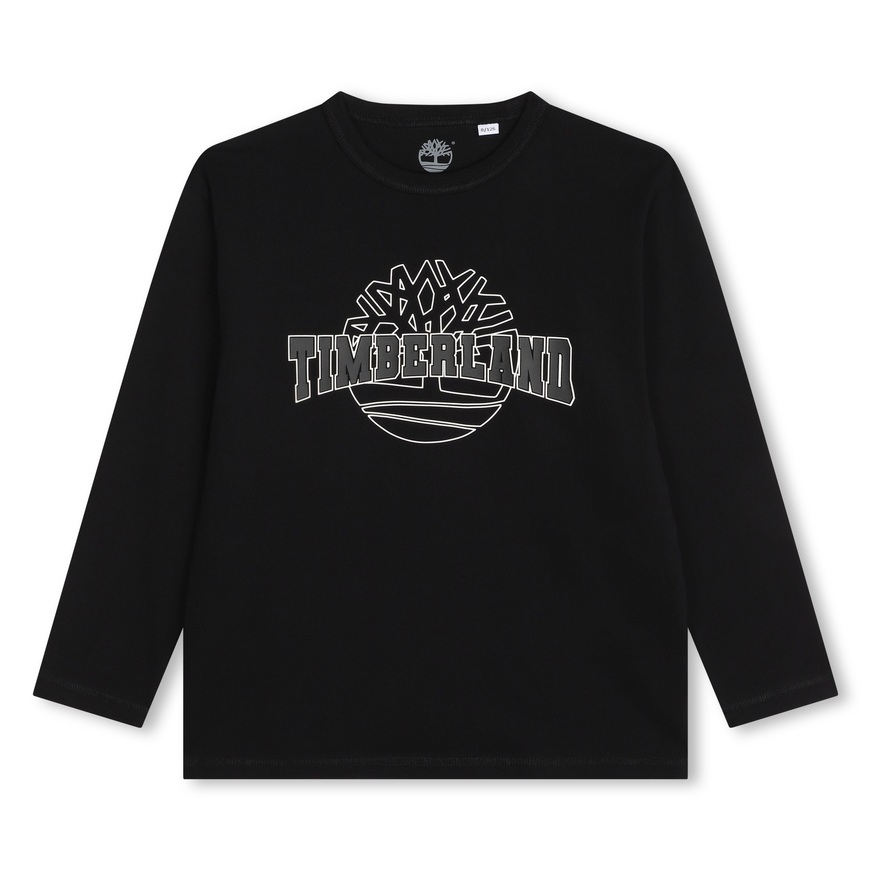 Μπλούζα βαμβακερή TIMBERLAND σε μαύρο χρώμα με logo print.