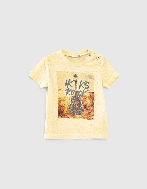 IKKS blouse in yellow color with print.