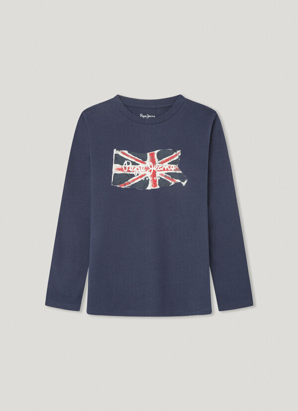 Μπλούζα PEPE JEANS σε μπλε χρώμα με ανάγλυφο logo print.